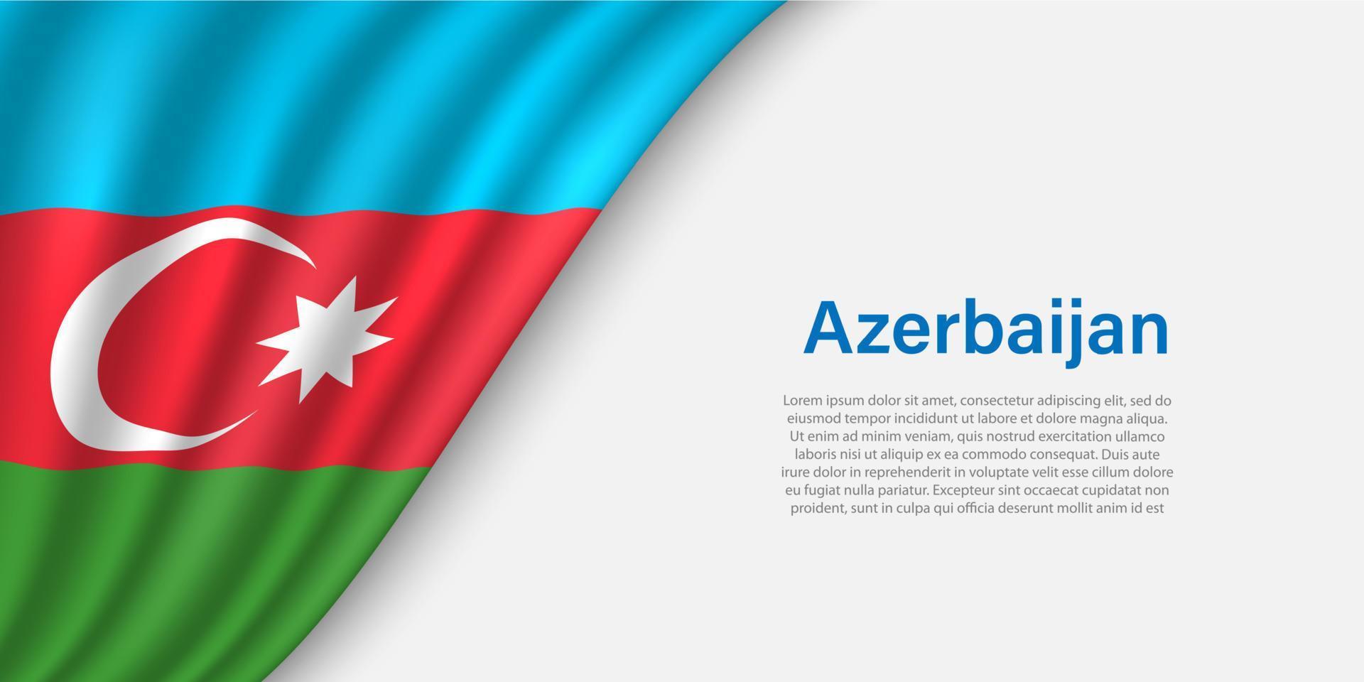 Wave flag of Azerbaijan on white background. vector