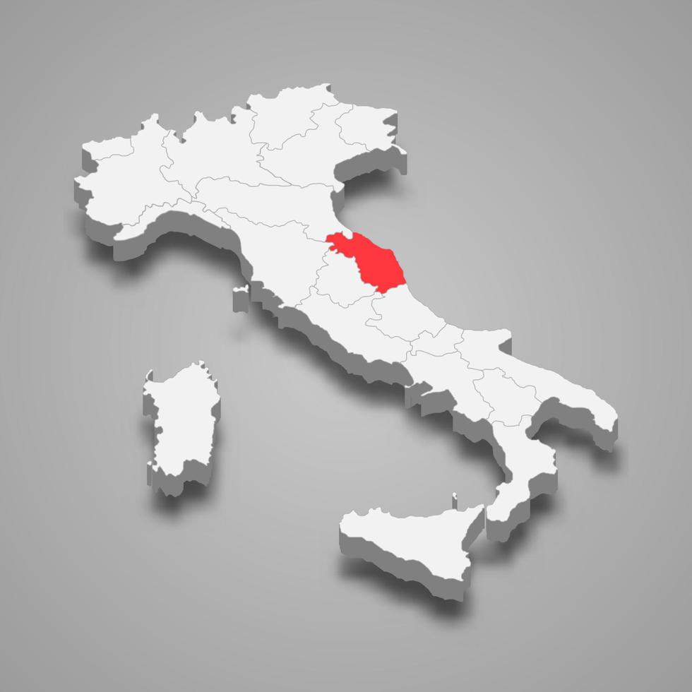 región ubicación dentro Italia 3d mapa modelo para tu diseño vector
