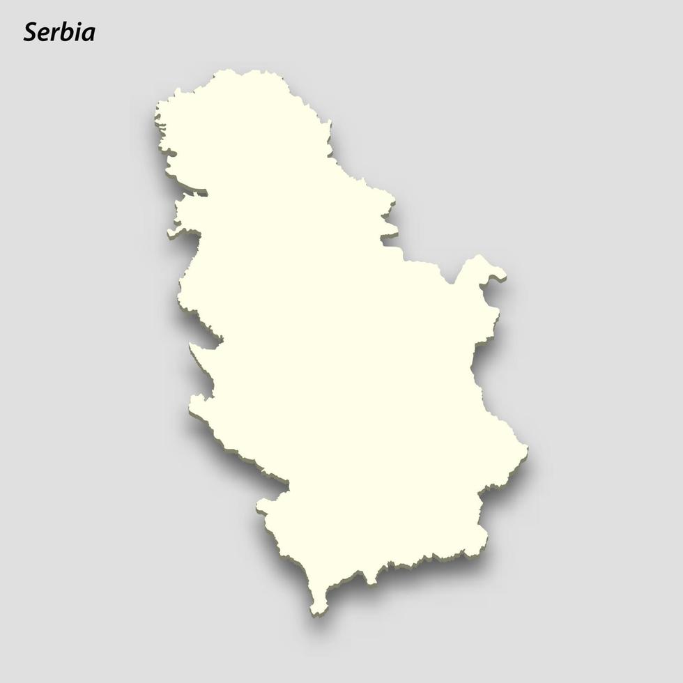 3d isometric map of Serbia isolated with shadow vector