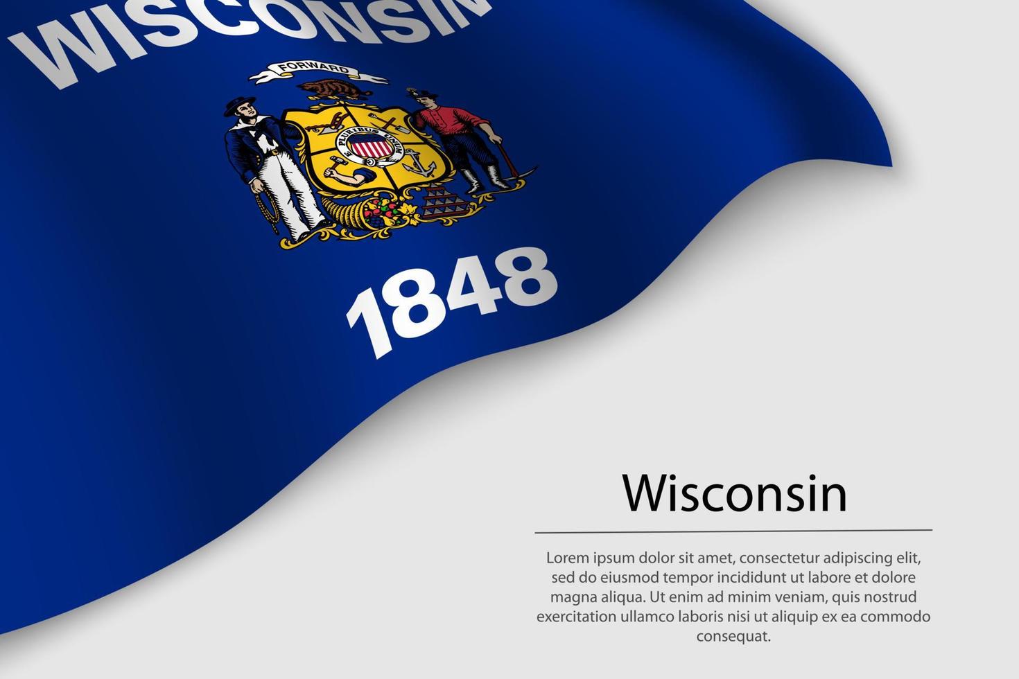 Wave flag of Wisconsin is a state of United States. vector