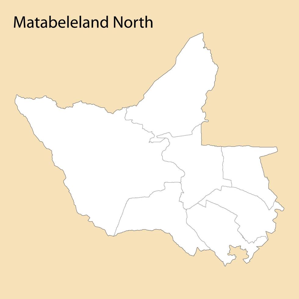 alto calidad mapa de matabelelandia norte es un región de Zimbabue vector