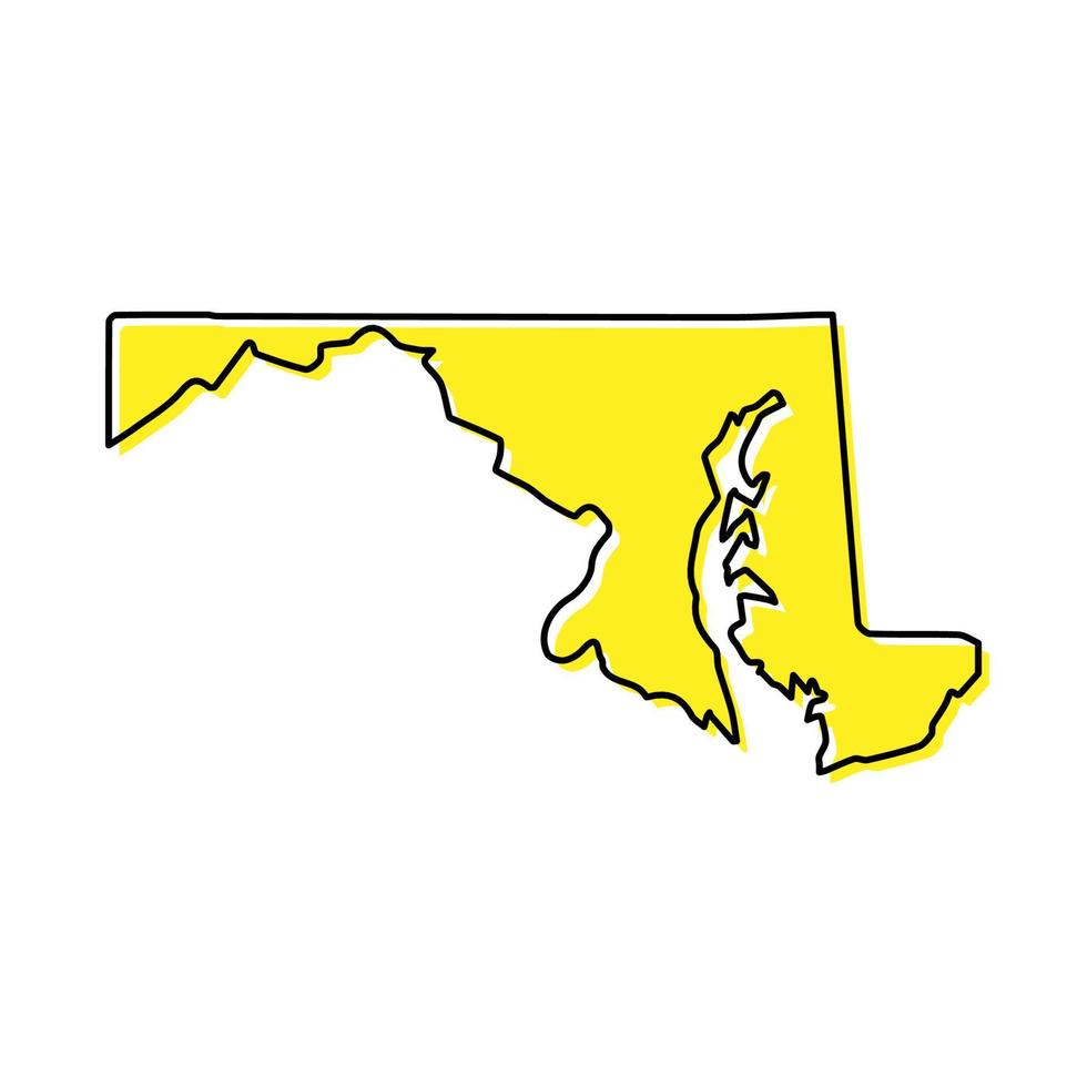 Simple outline map of Maryland is a state of United States. Styl vector