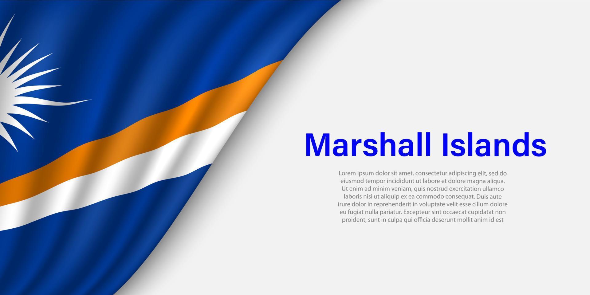 Wave flag of Marshall Islands on white background. vector