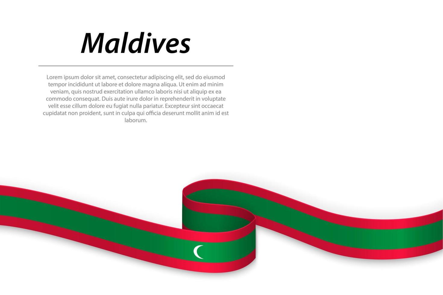 Waving ribbon or banner with flag of Maldives vector