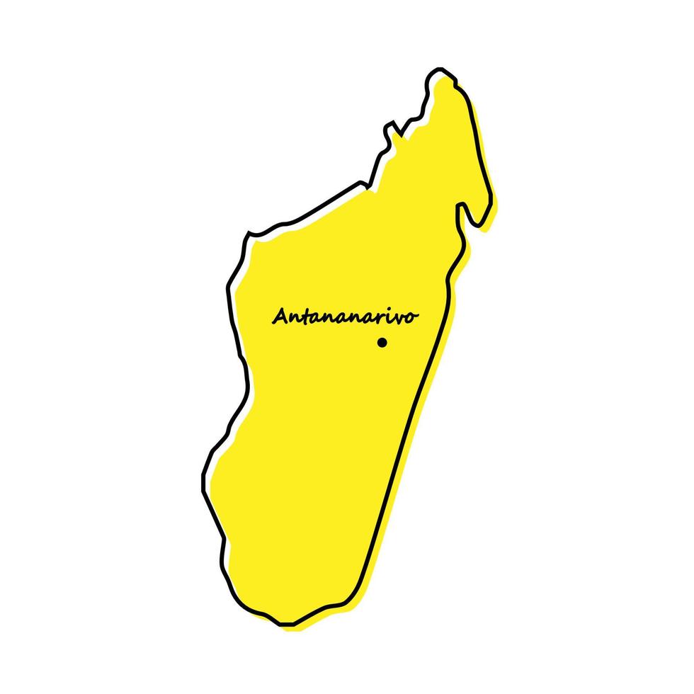 Simple outline map of Madagascar with capital location vector