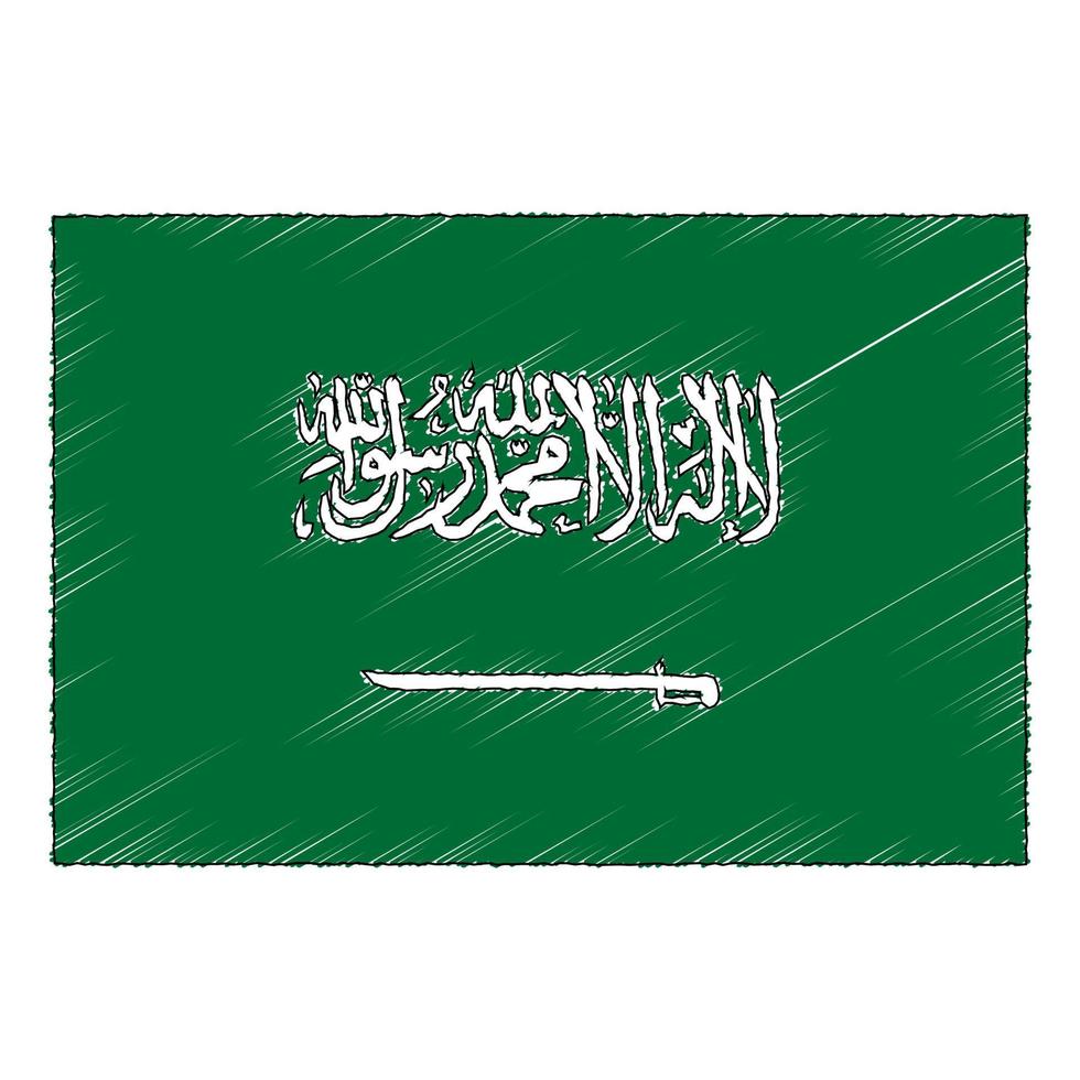 mano dibujado bosquejo bandera de saudi arabia garabatear estilo icono vector