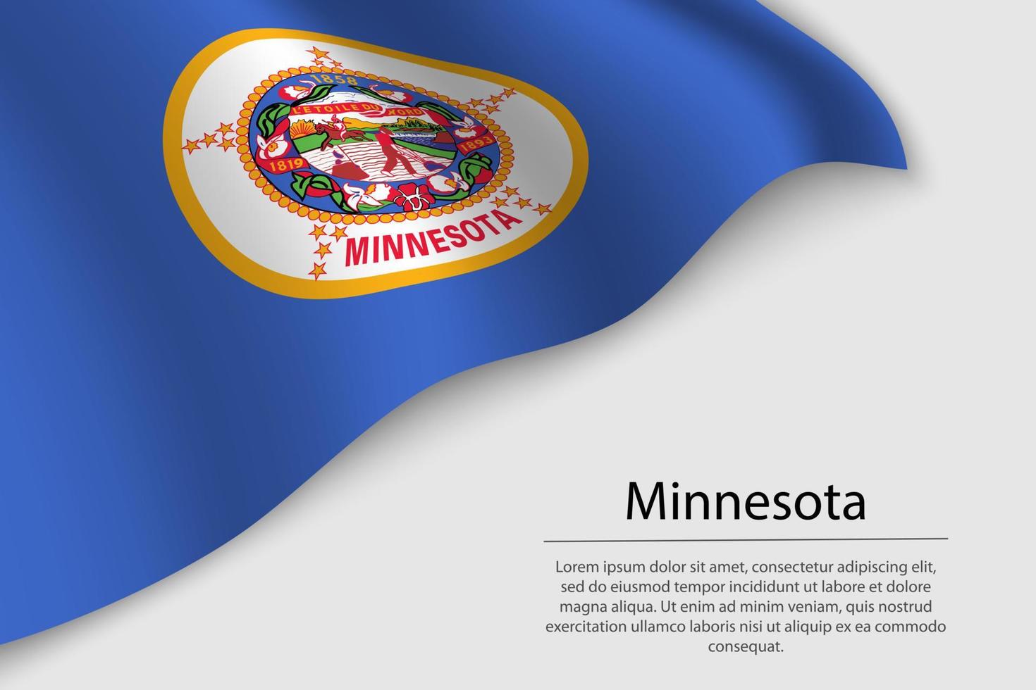 Wave flag of Minnesota is a state of United States. vector