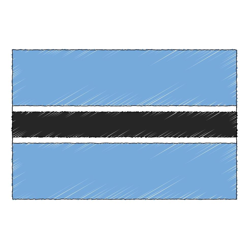 Hand drawn sketch flag of Botswana. doodle style icon vector