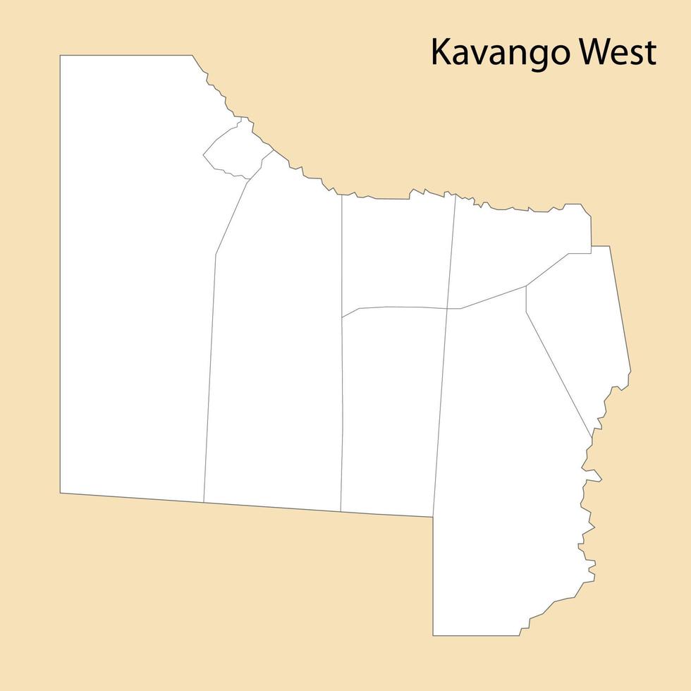 High Quality map of Kavango West is a region of Namibia vector