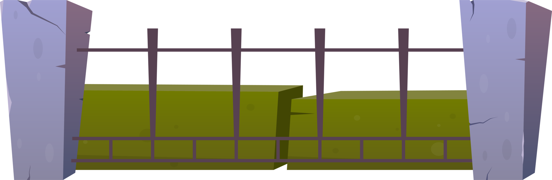 Steel fence with concrete posts in cartoon style png