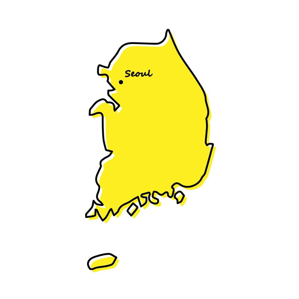 sencillo contorno mapa de sur Corea con capital ubicación vector