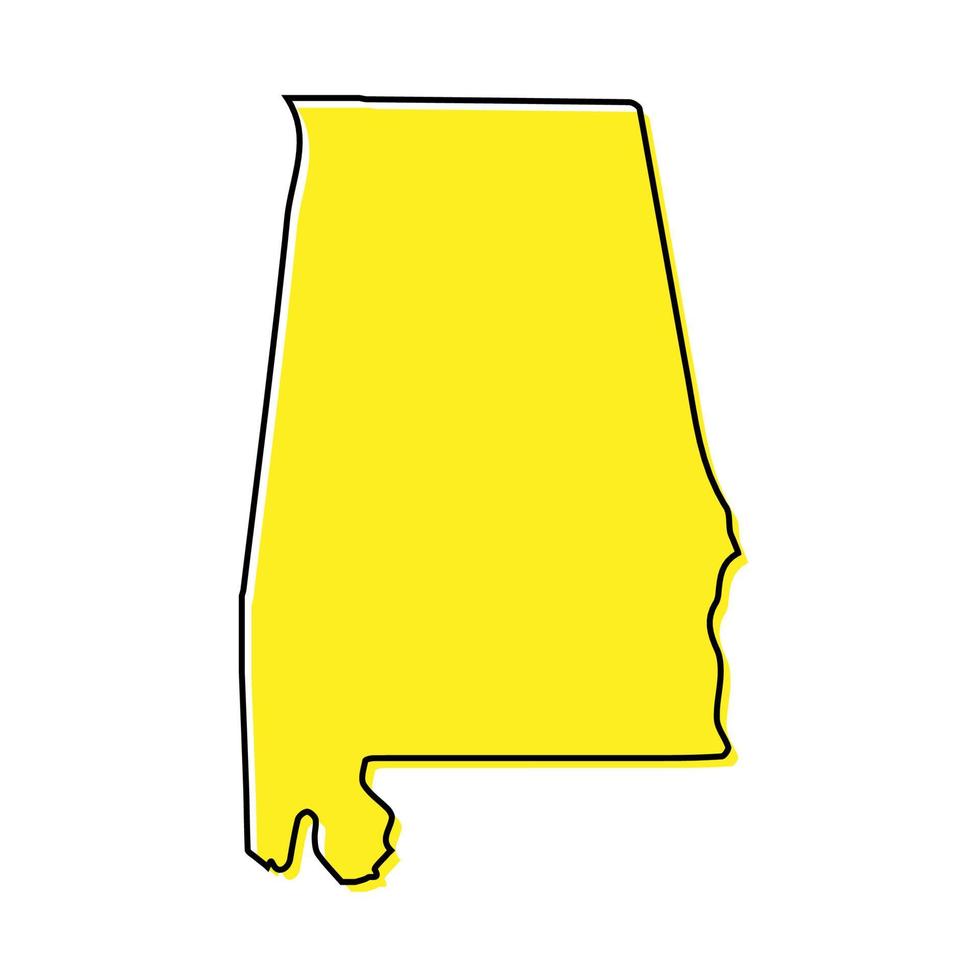 Simple outline map of Alabama is a state of United States. Styli vector