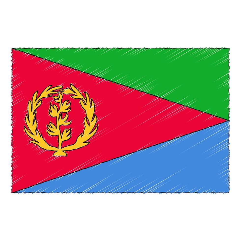 Hand drawn sketch flag of Eritrea. doodle style icon vector