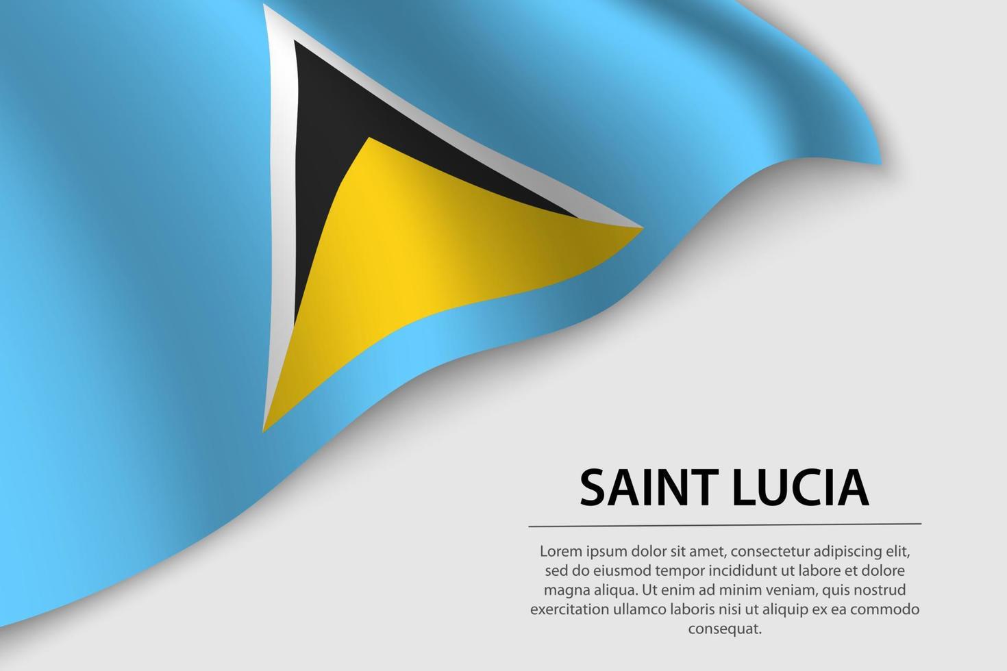 Wave flag of Saint Lucia on white background. Banner or ribbon v vector