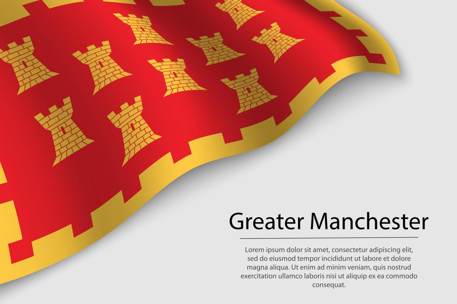 Wave flag of Greater Manchester is a county of England. Banner o vector