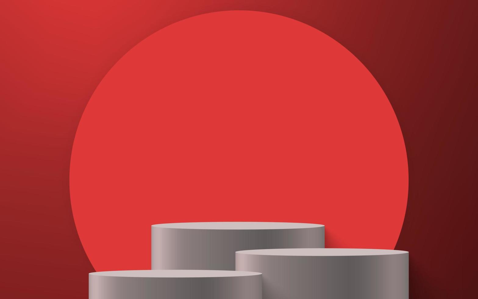 3d realistic podium or pedestal on red background. vector