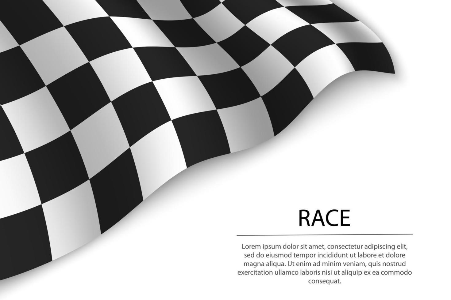 Waving checkered race flag on white background. Banner or ribbon vector