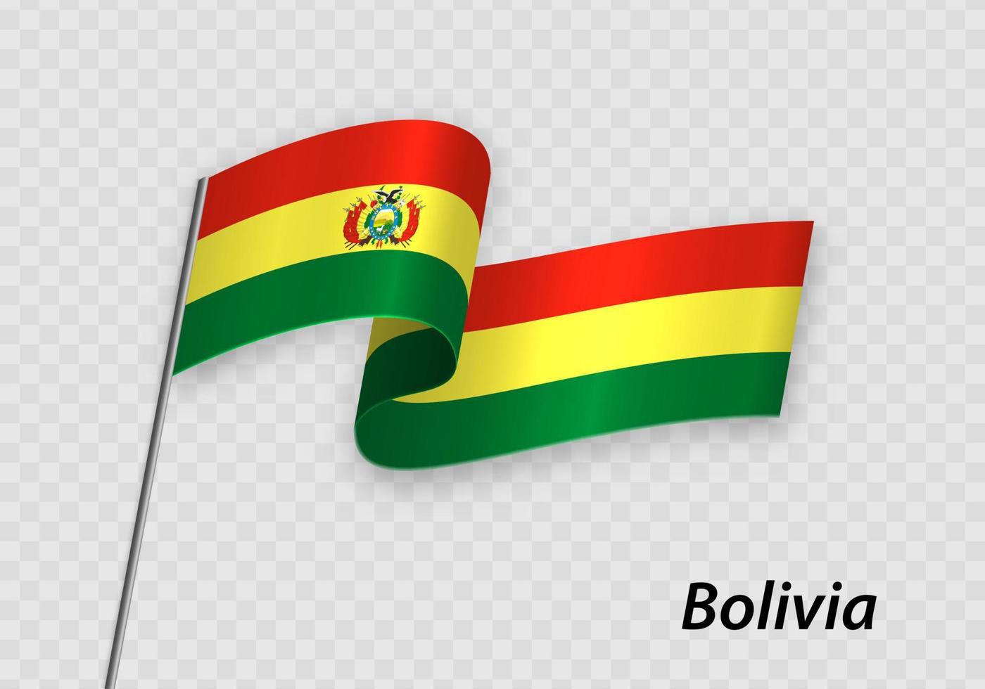 Waving flag of Bolivia on flagpole. Template for independence day vector