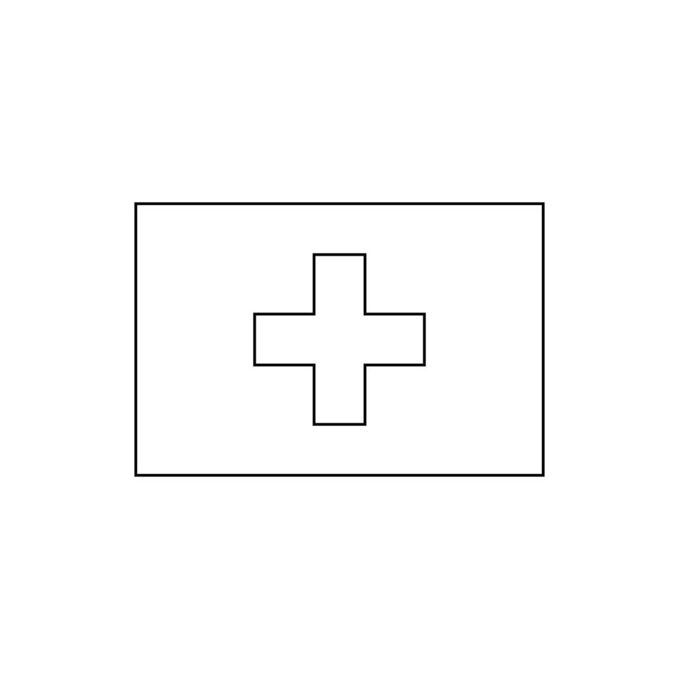 Black outline flag of Switzerland.Thin line icon vector