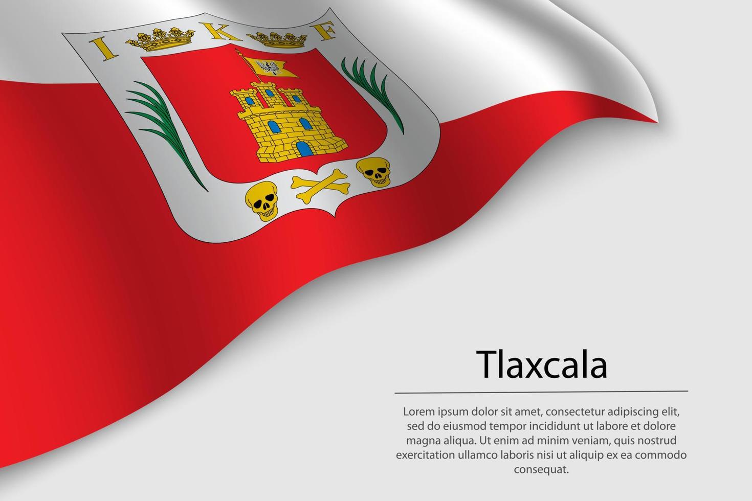 Wave flag of Tlaxcala is a region of Mexico vector