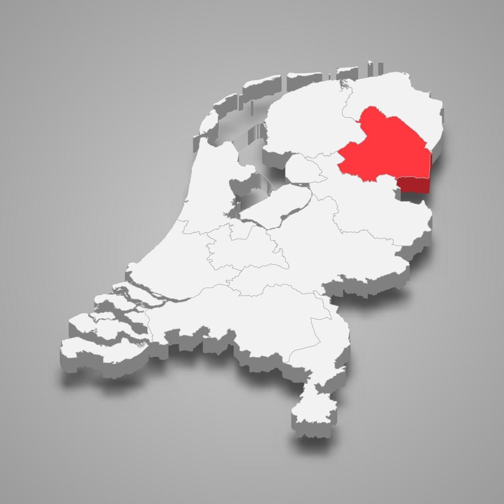 drenthe provincia ubicación dentro Países Bajos 3d mapa vector