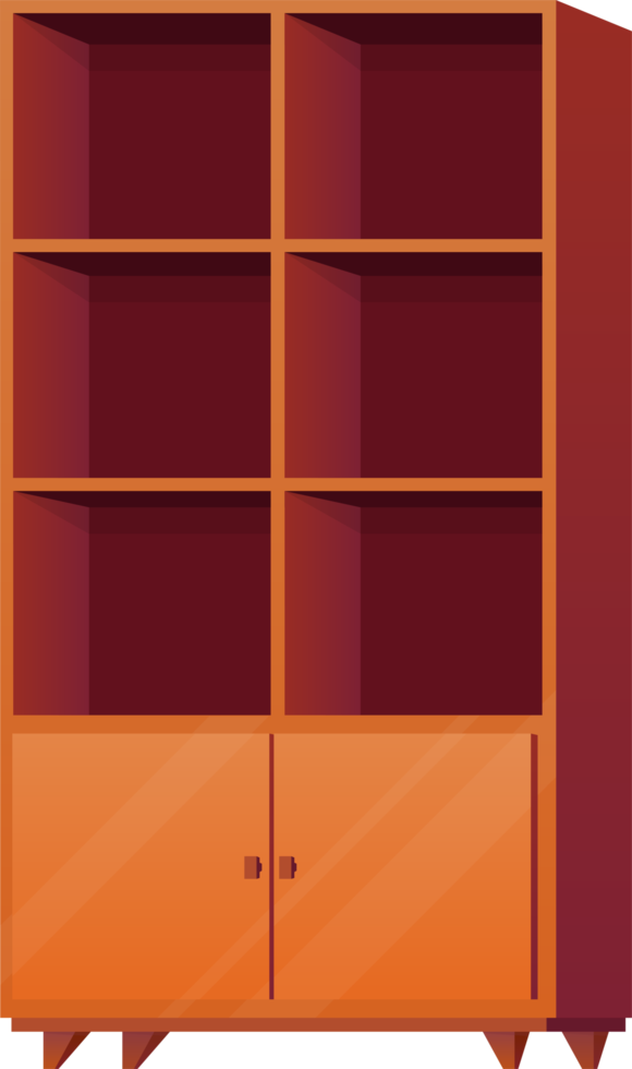 Wooden cabinet in cartoon style png