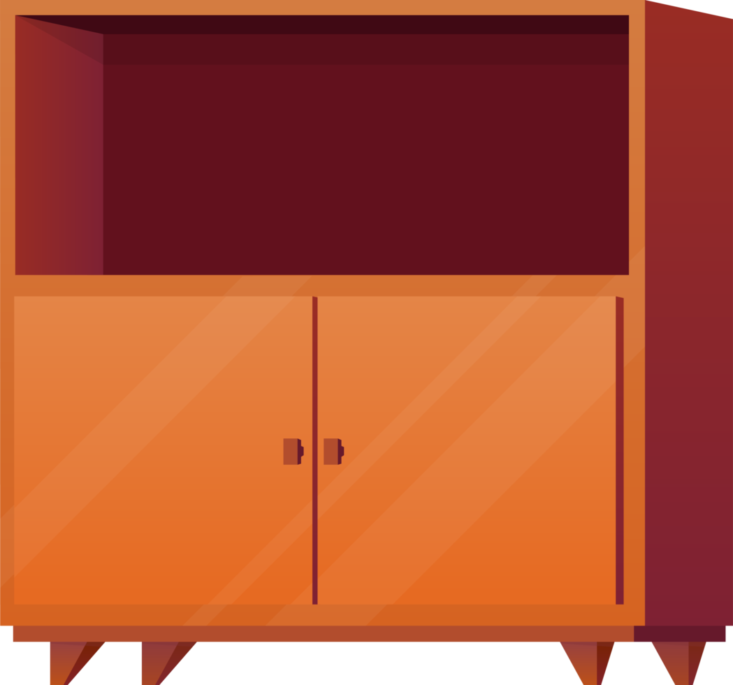 houten kabinet in tekenfilm stijl png
