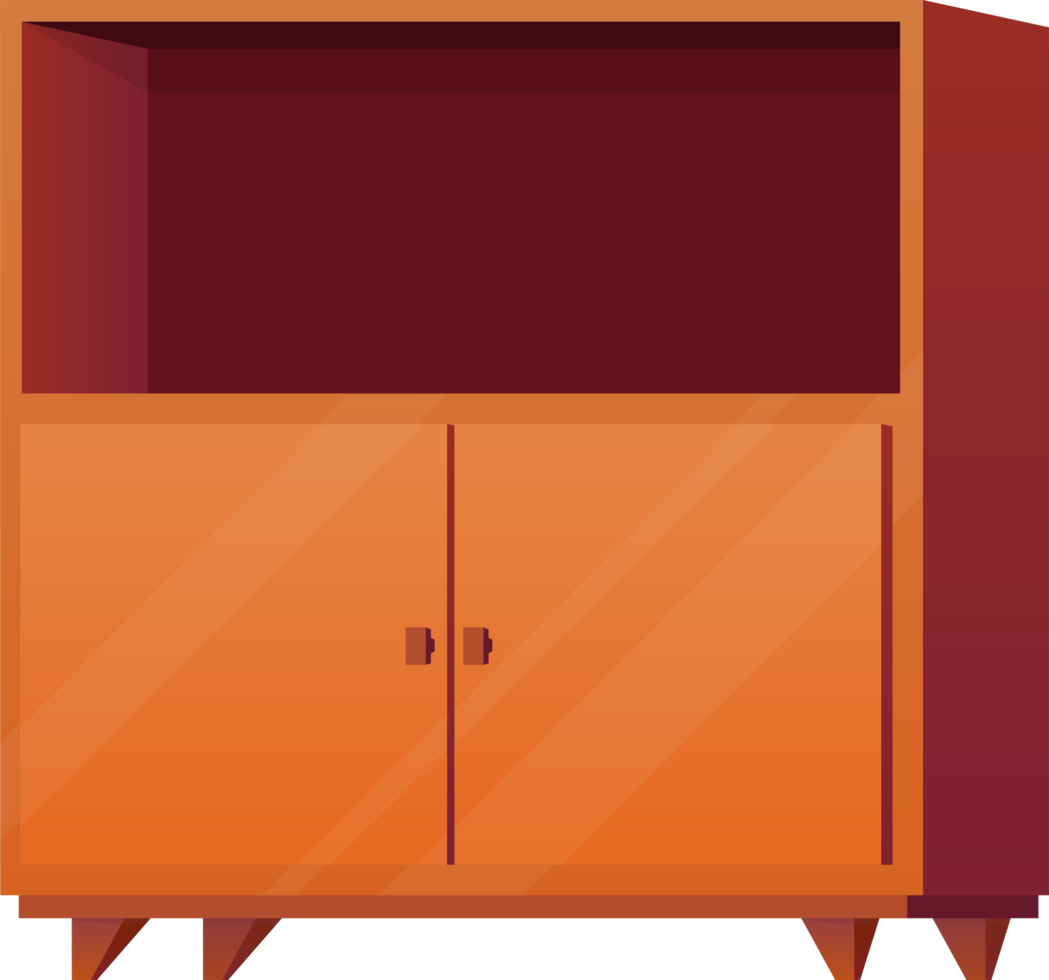 Wooden cabinet in cartoon style png