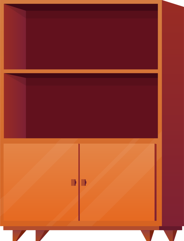 Wooden cabinet in cartoon style png