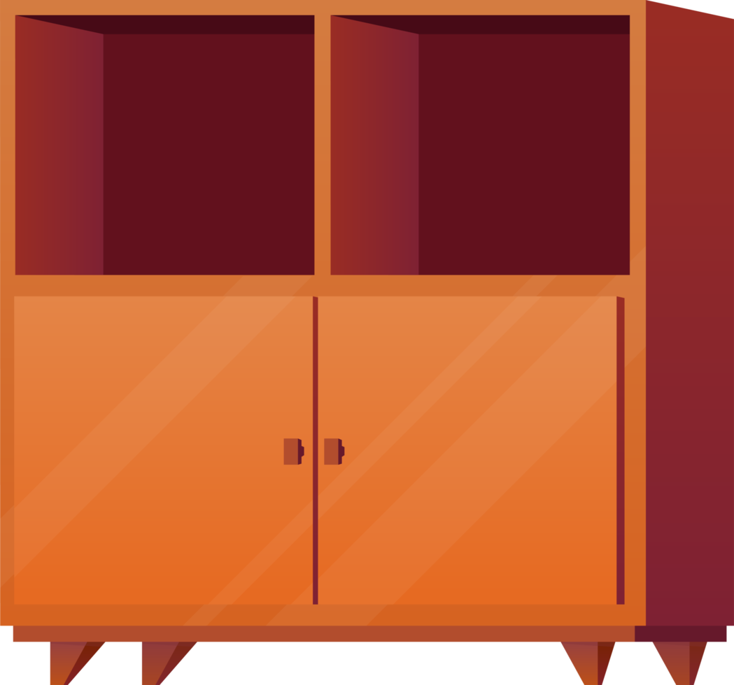 Wooden cabinet in cartoon style png