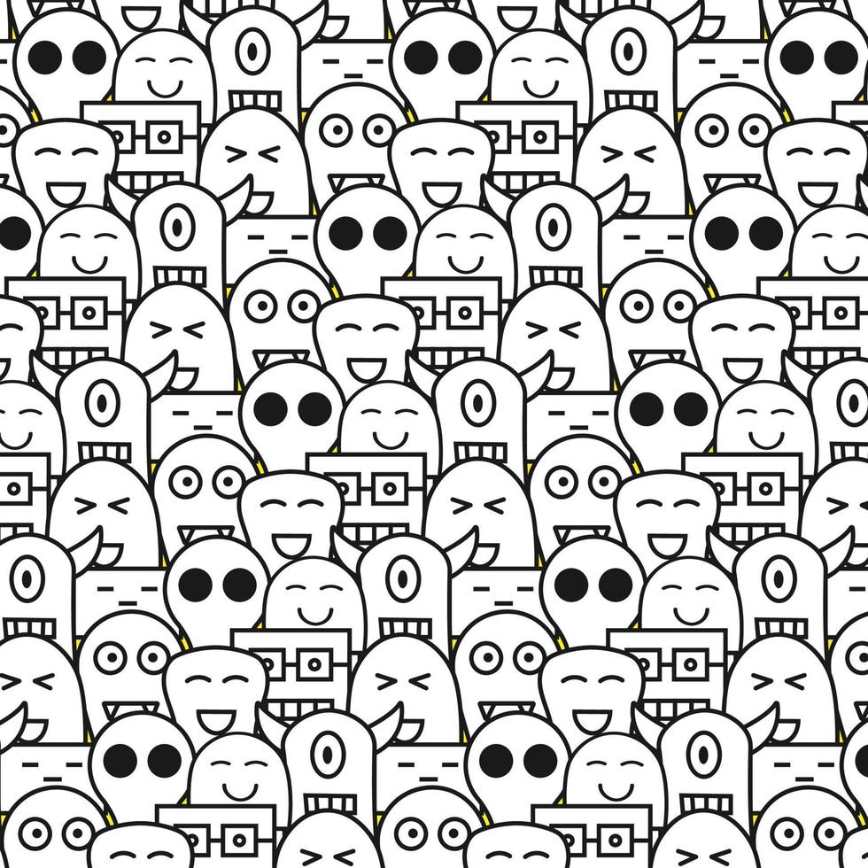 Smile doodle character, pattern fill for product or other, printable and easy for change any size and orientation vector