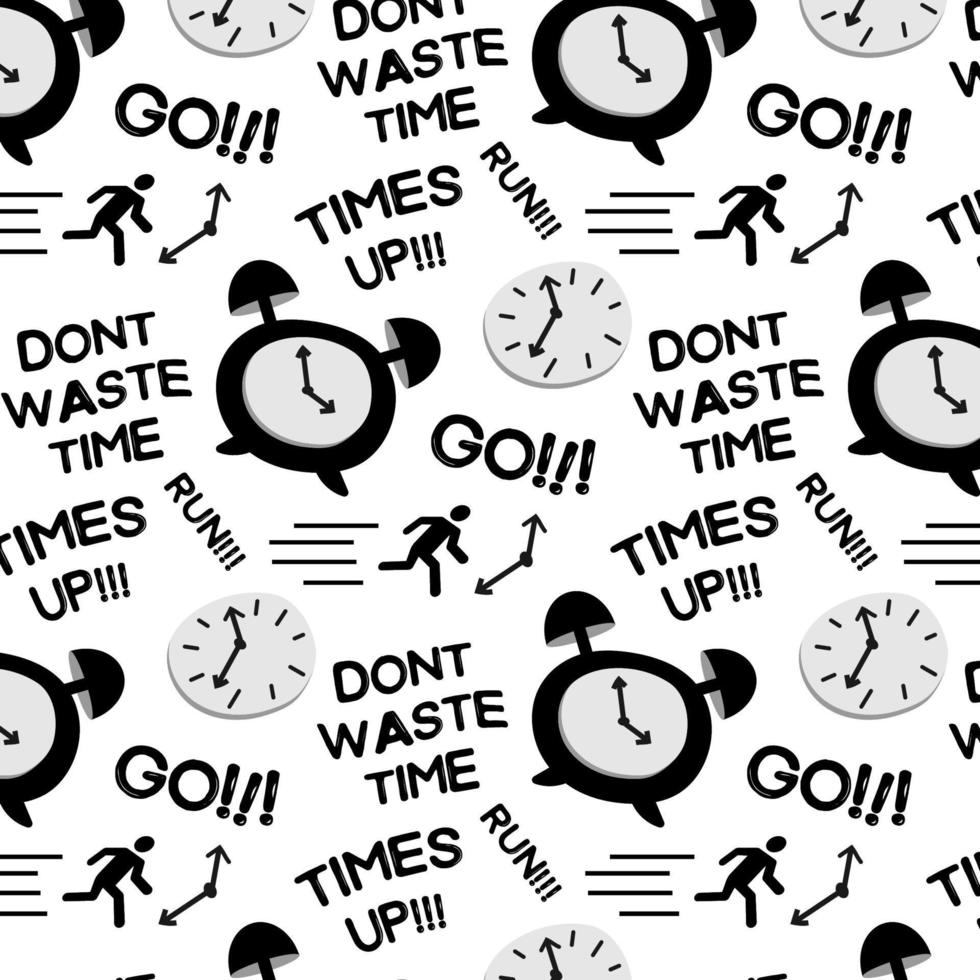 Time and motivation word seamless pattern, cute object pattern, find fill pattern on swatches vector
