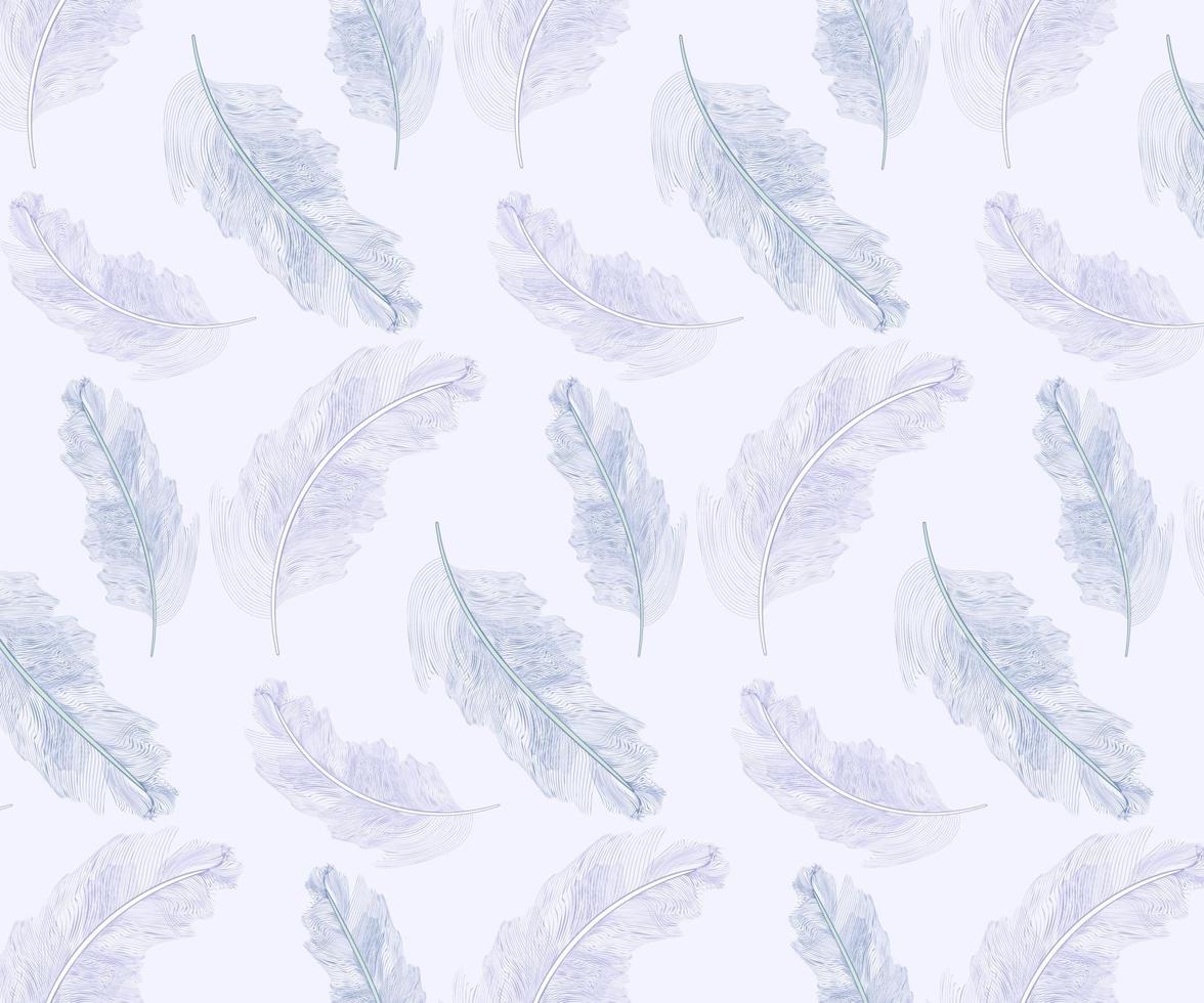 Beautiful abstract feather pattern vector, aesthetic drawing style seamless pattern, find fill pattern on swatches vector