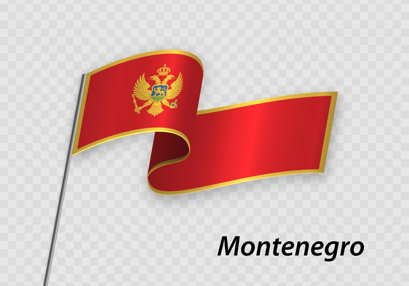 Waving flag of Montenegro on flagpole. Template for independence day vector