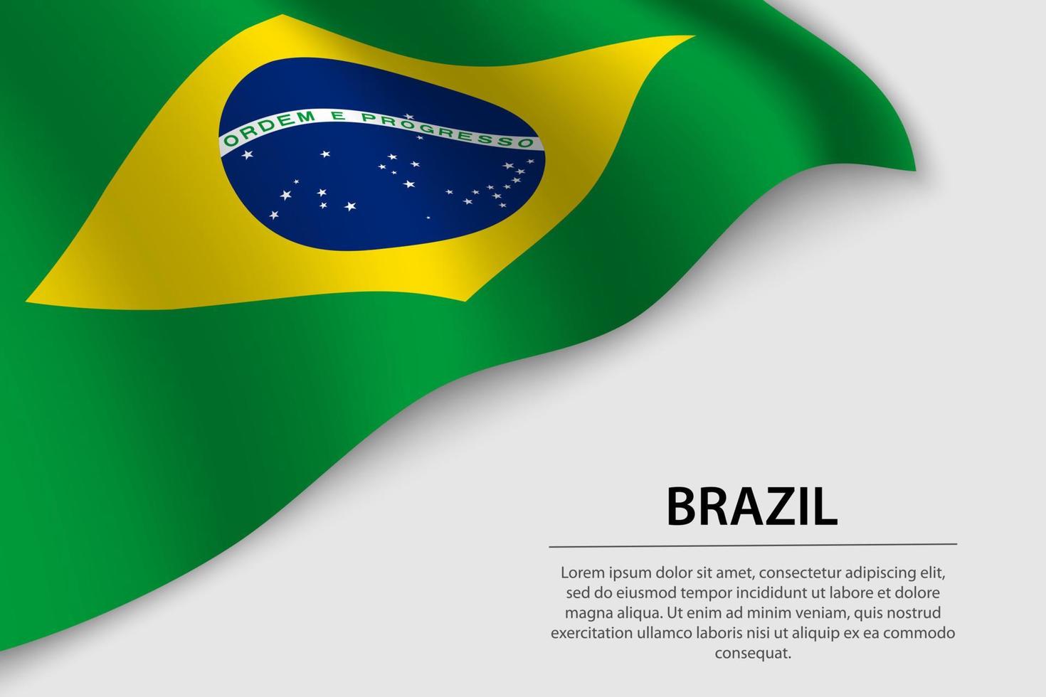 ola bandera de Brasil en blanco antecedentes. bandera o cinta vector