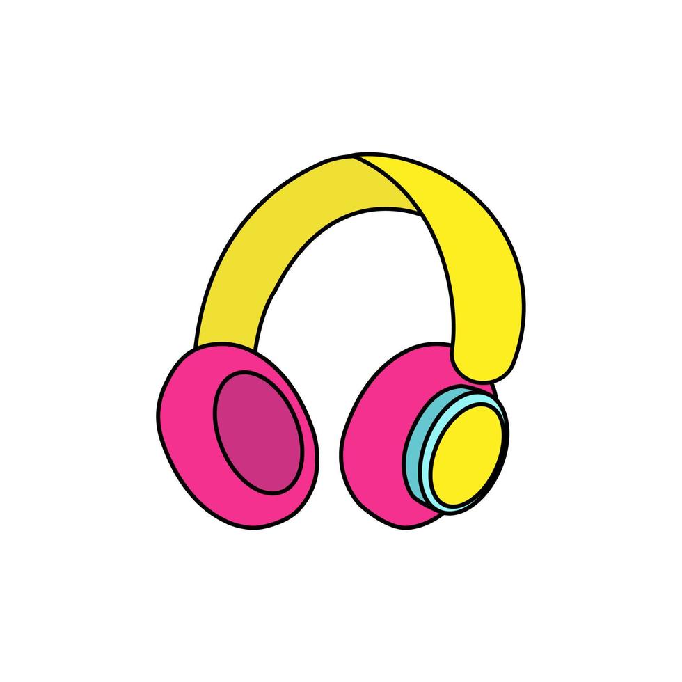 Cute headphones with colorful doodle illustration 21849519 Vector Art