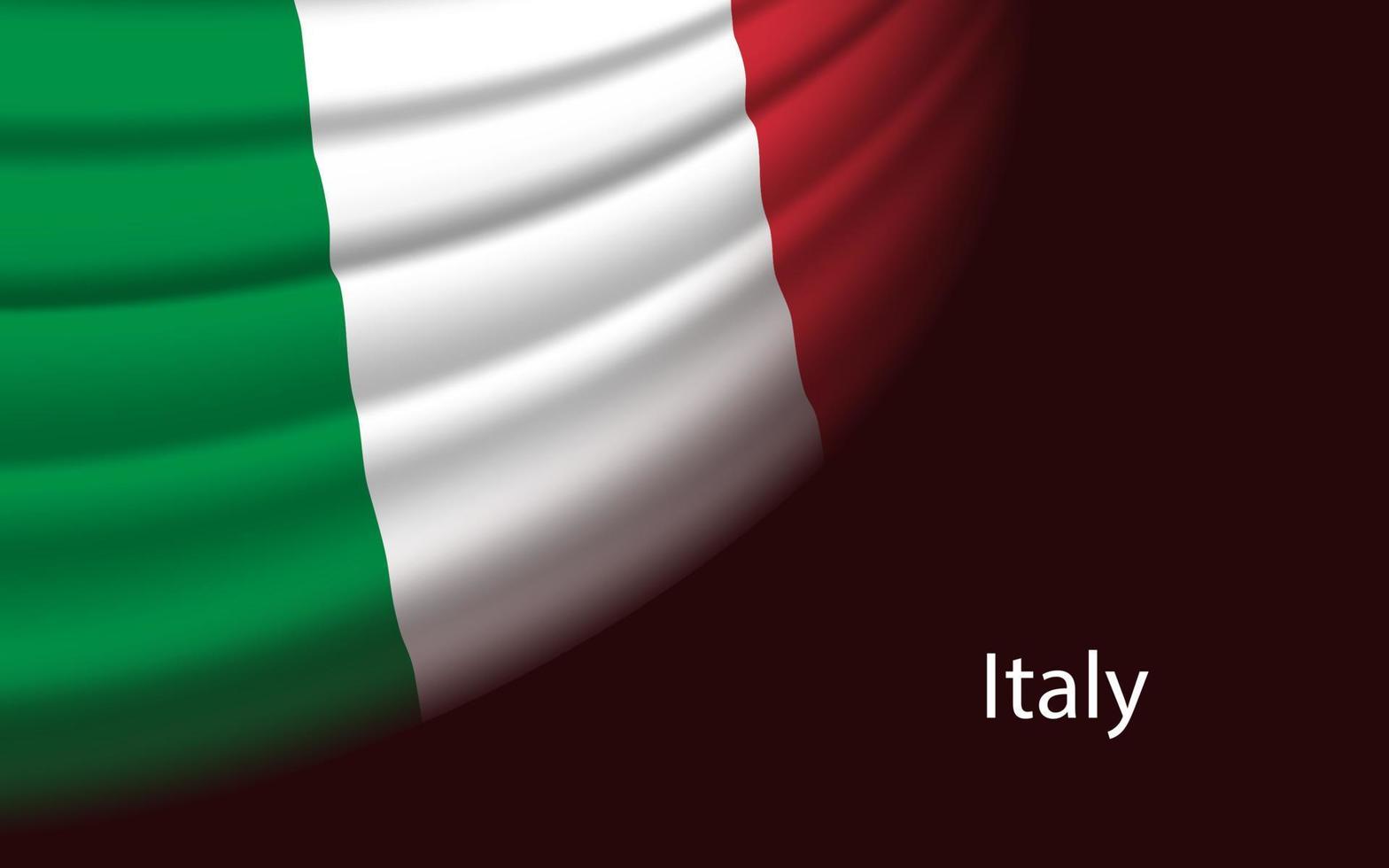Wave flag of Italy on dark background. Banner or ribbon vector t