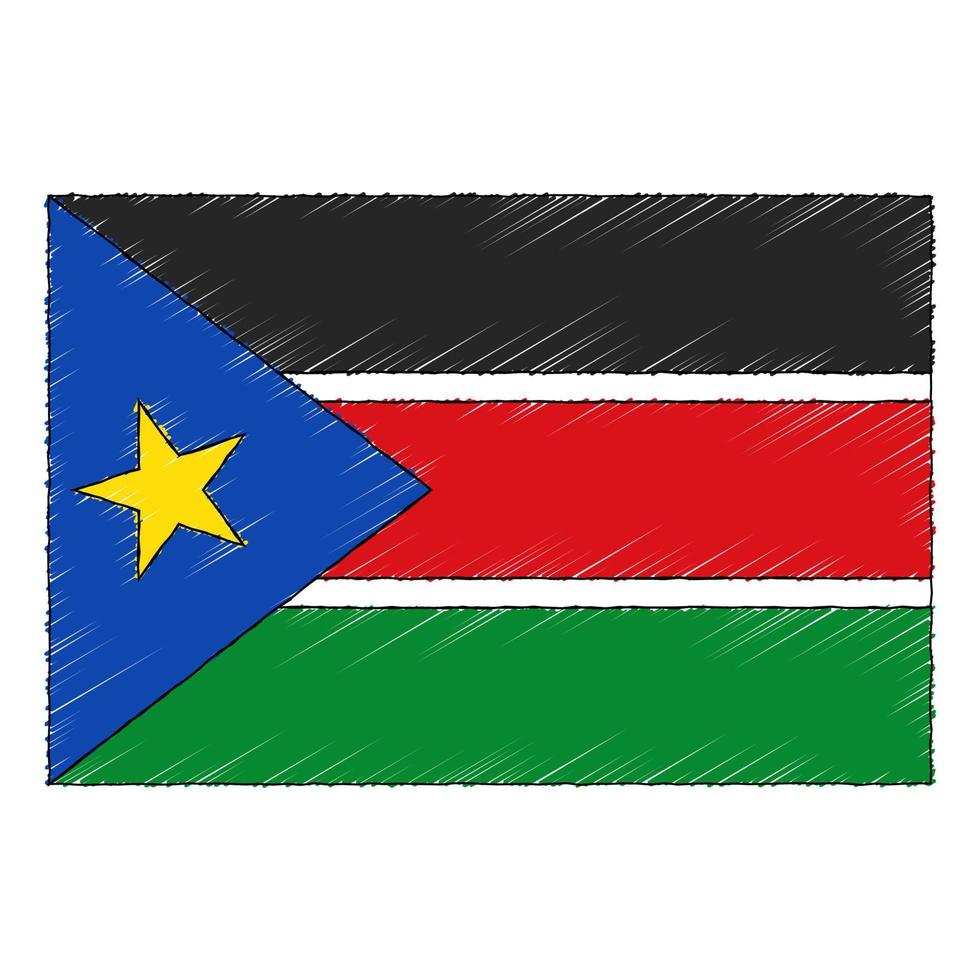 mano dibujado bosquejo bandera de sur Sudán. garabatear estilo icono vector