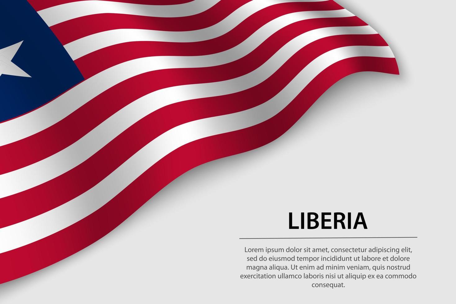 Wave flag of Liberia on white background. Banner or ribbon vecto vector