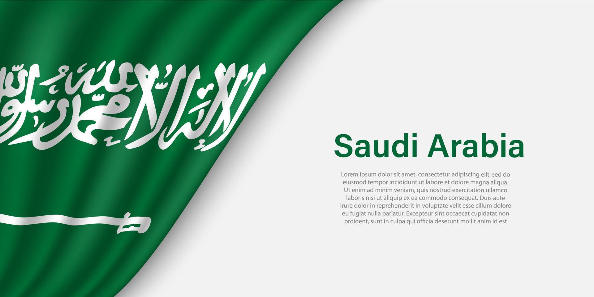 Wave flag of Saudi Arabia on white background. vector