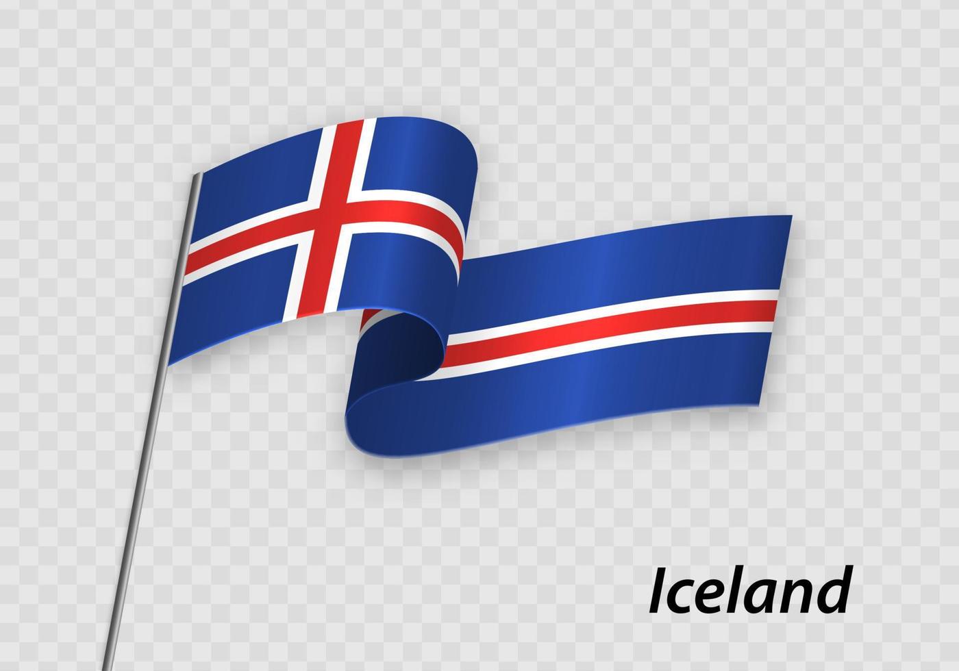 Waving flag of Iceland on flagpole. Template for independence day vector
