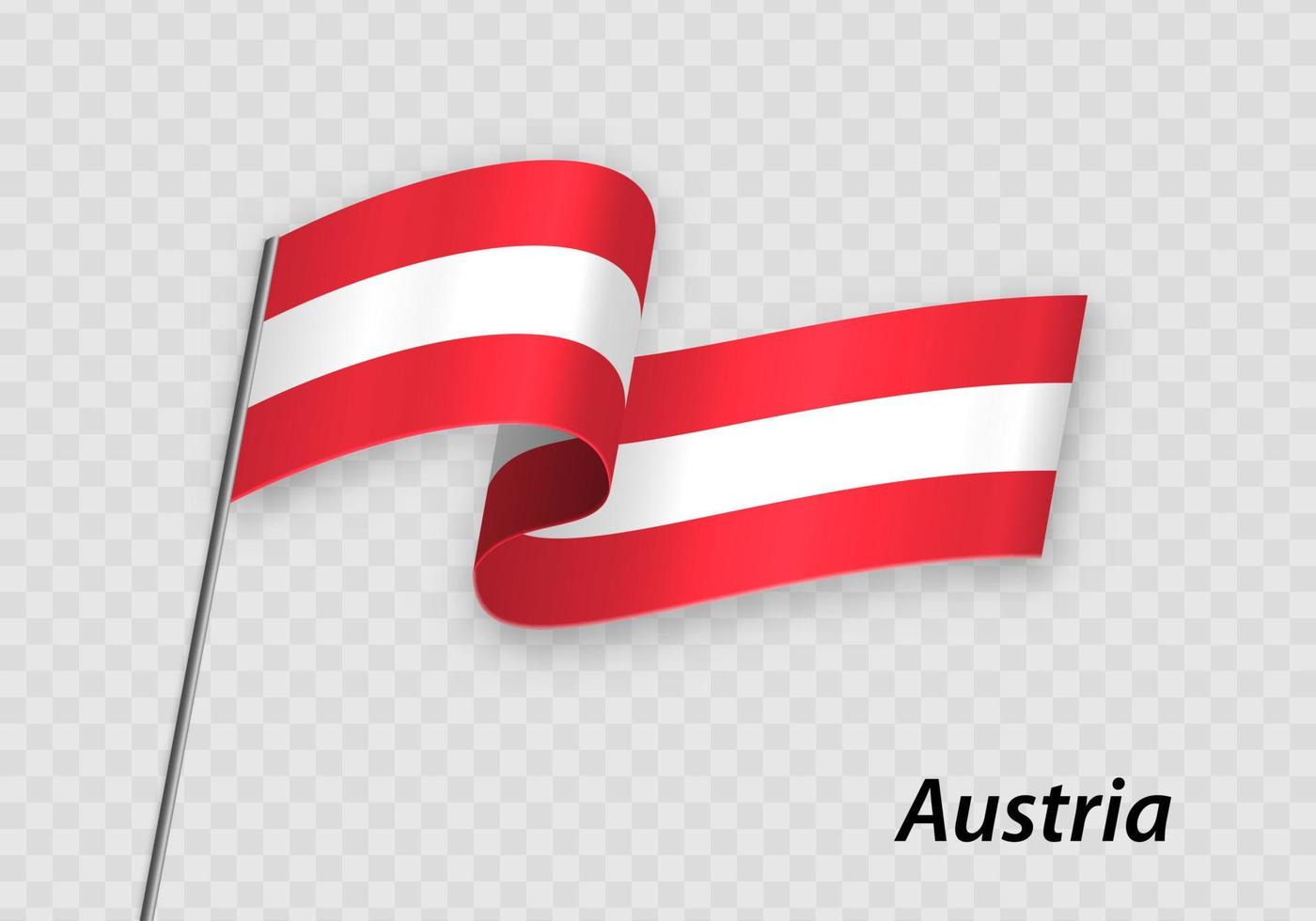 Waving flag of Austria on flagpole. Template for independence day vector