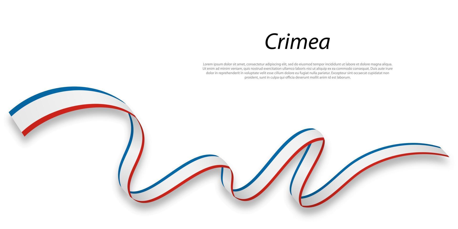 Waving ribbon or stripe with flag of Crimea vector