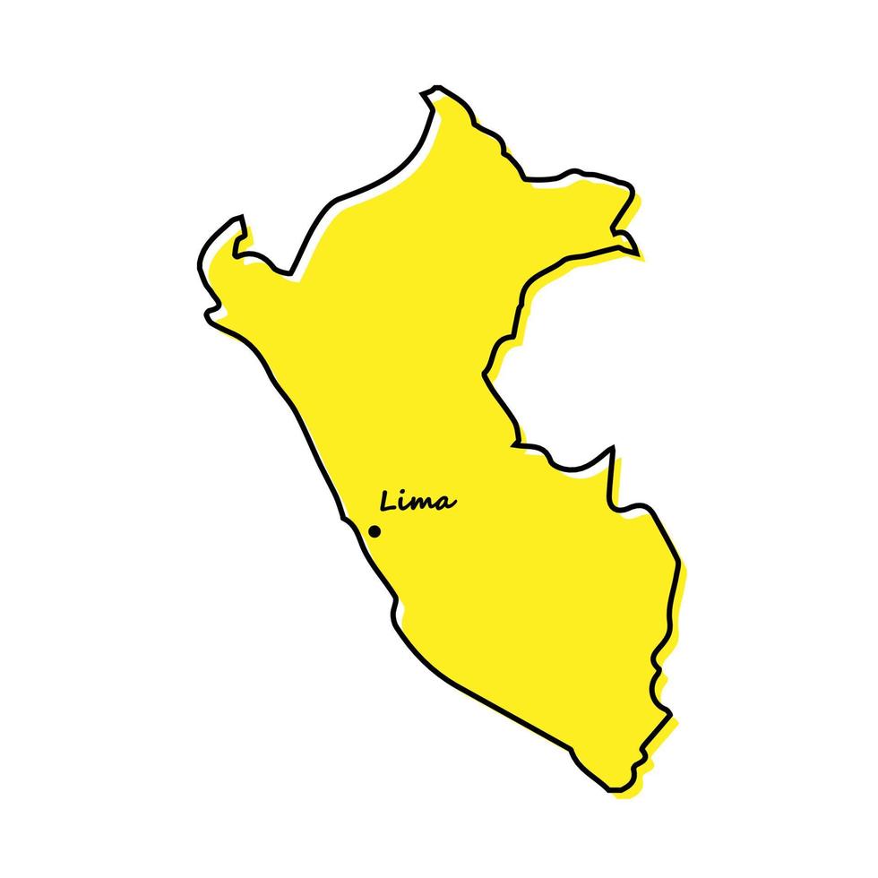 Simple outline map of Peru with capital location vector