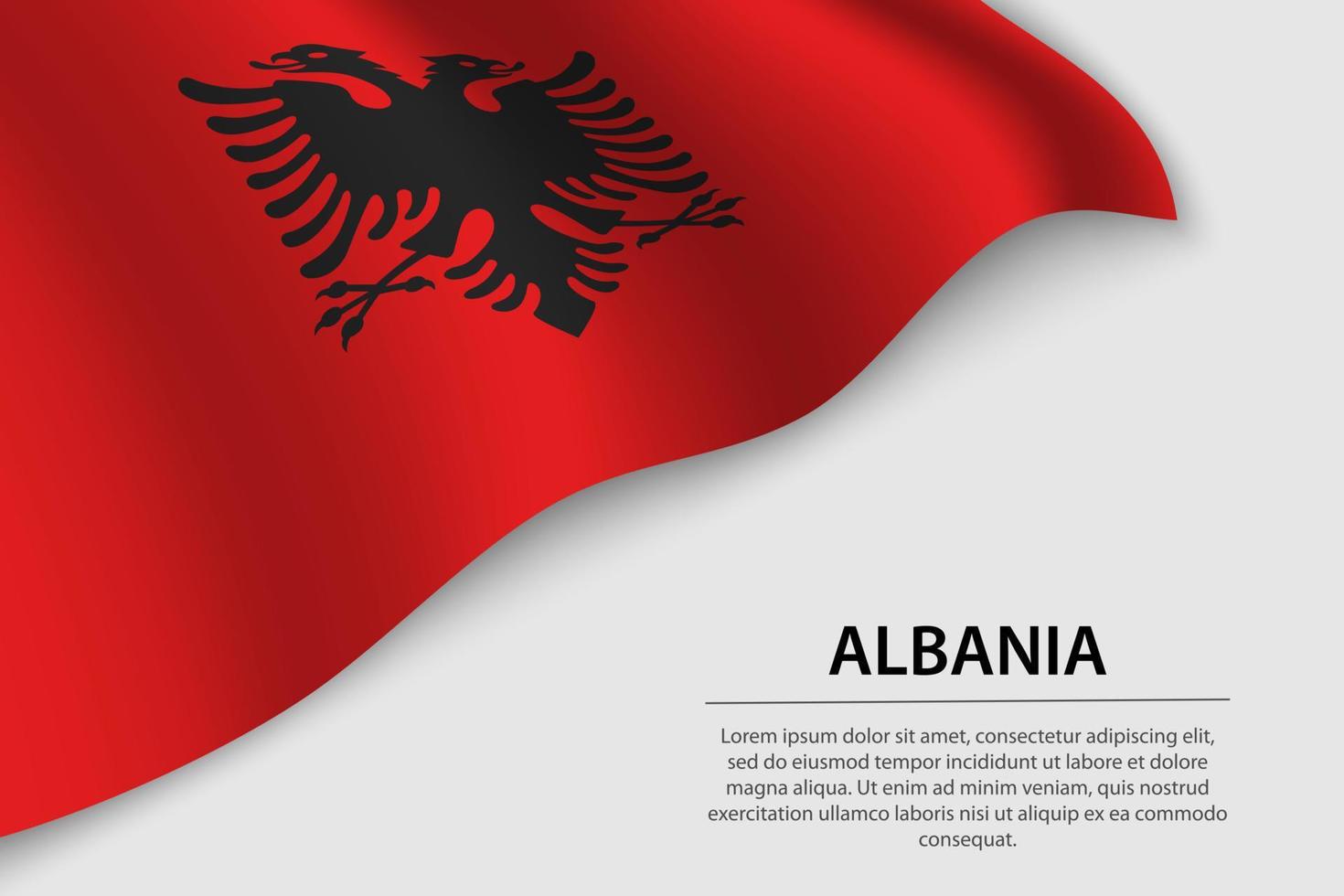 Wave flag of Albania on white background. Banner or ribbon vecto vector