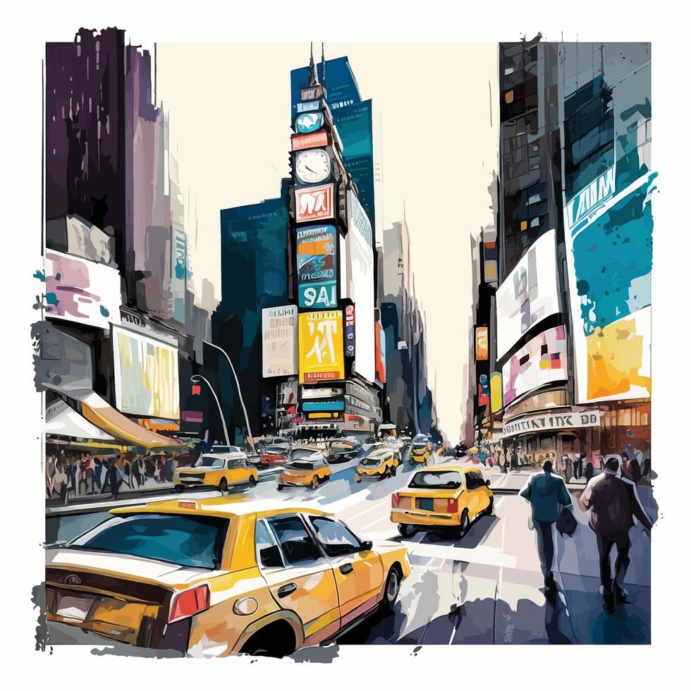 Watercolor new york times square vector