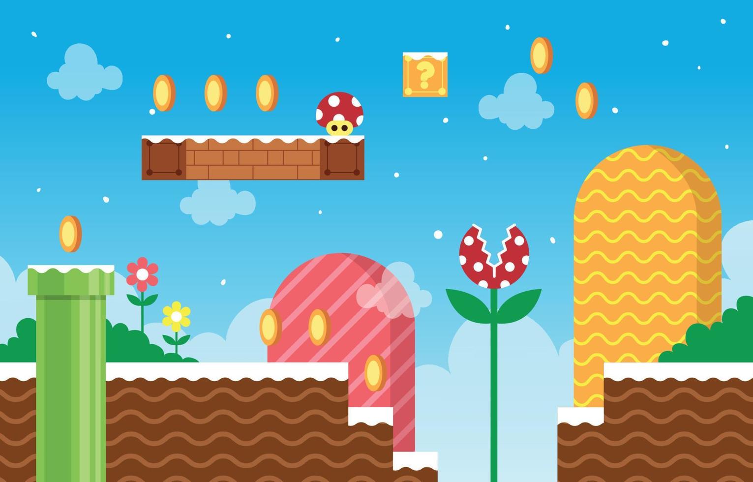 Winter Arcade Game Scenery Background vector
