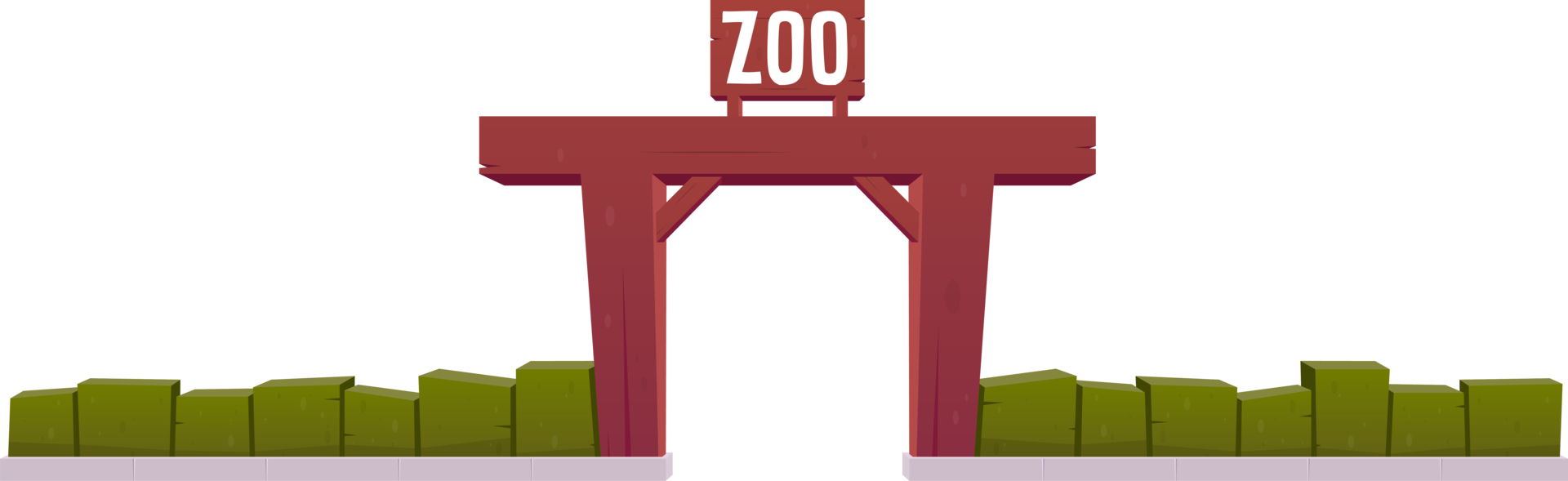 Zoo landscape element in cartoon style png