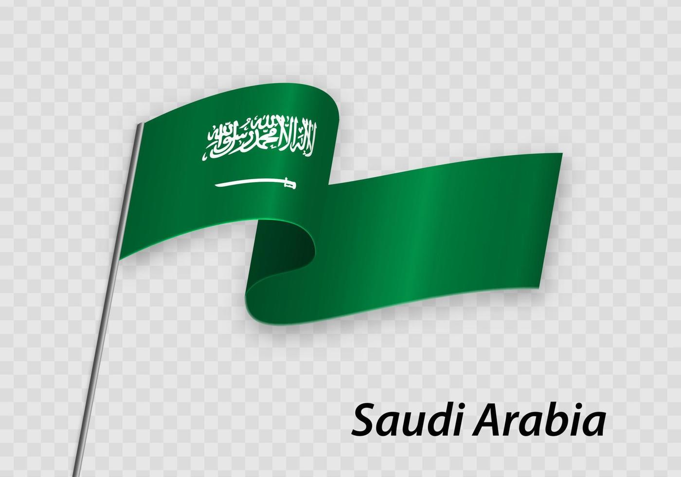 Waving flag of Saudi Arabia on flagpole. Template for independen vector