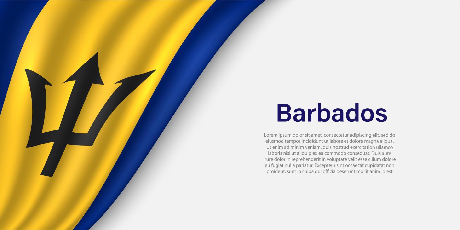 ola bandera de barbados en blanco antecedentes. vector